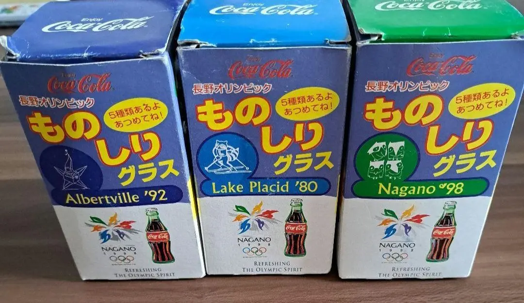■非売品・未使用 長野オリンピック記念グラス5点-スノーレッツ Yahoo!オークション - 【未使用/4種揃い】コカコーラ スノー