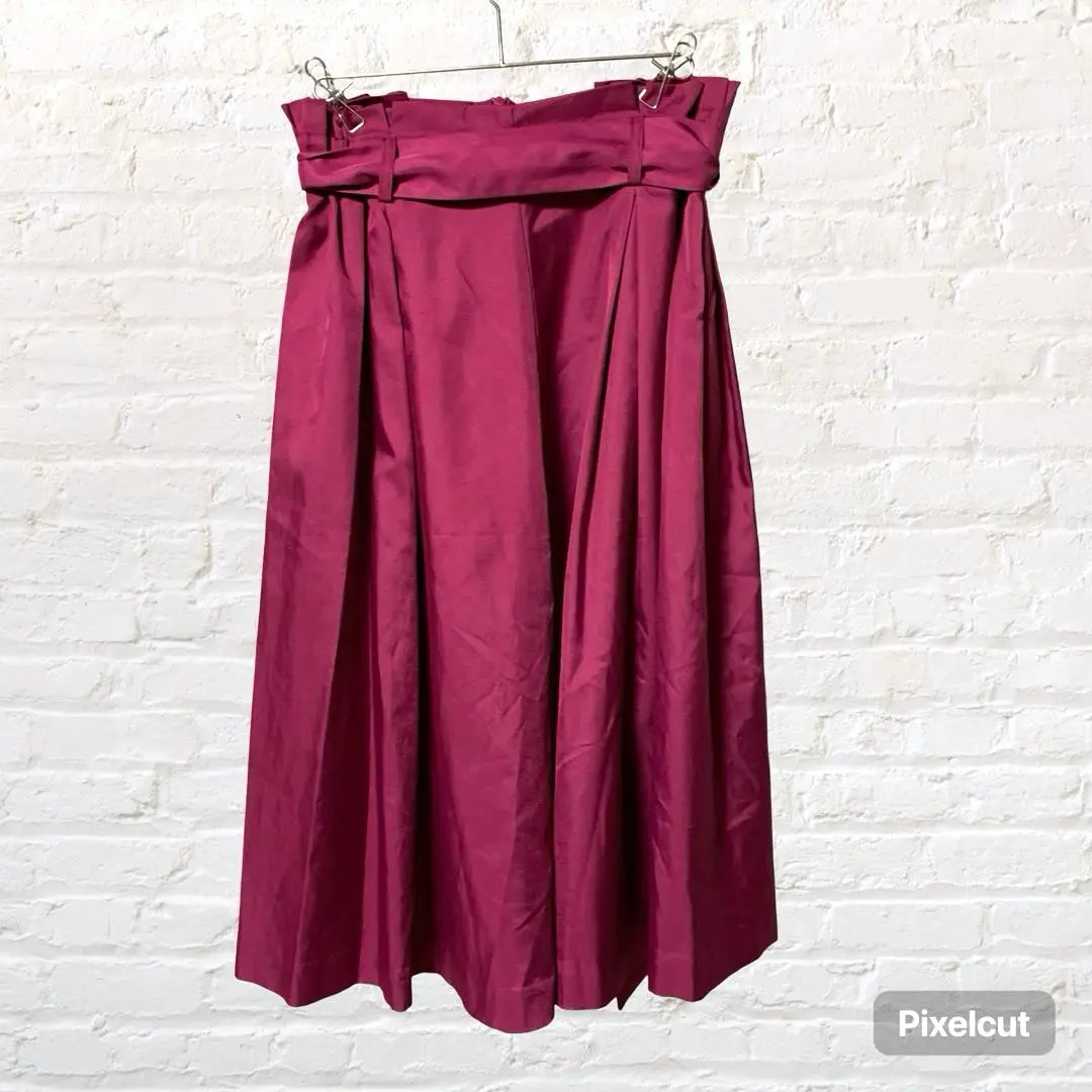 Thumbnail of 11171 Gracia Knee-length Flare Skirt Purple Elastic Waist M Ribbon Vintage