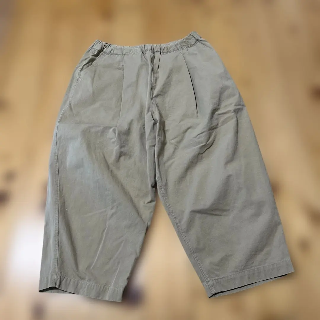 Samansa Mos2 米色亞麻混紡休閒褲 弧形褲 的縮圖