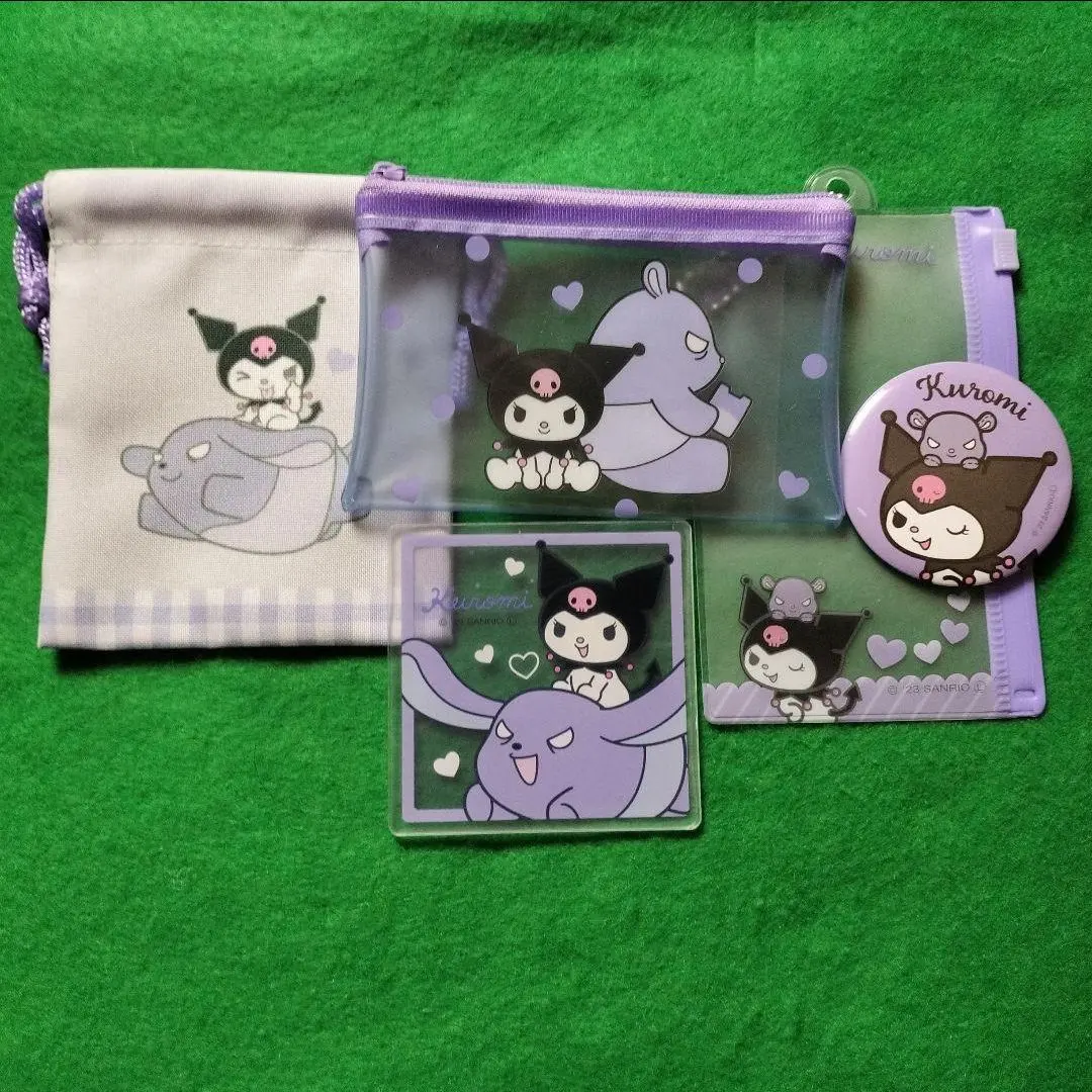 Thumbnail of Kuromi 5-piece set: drawstring bag, pouch, pin badge, coaster, zipper case