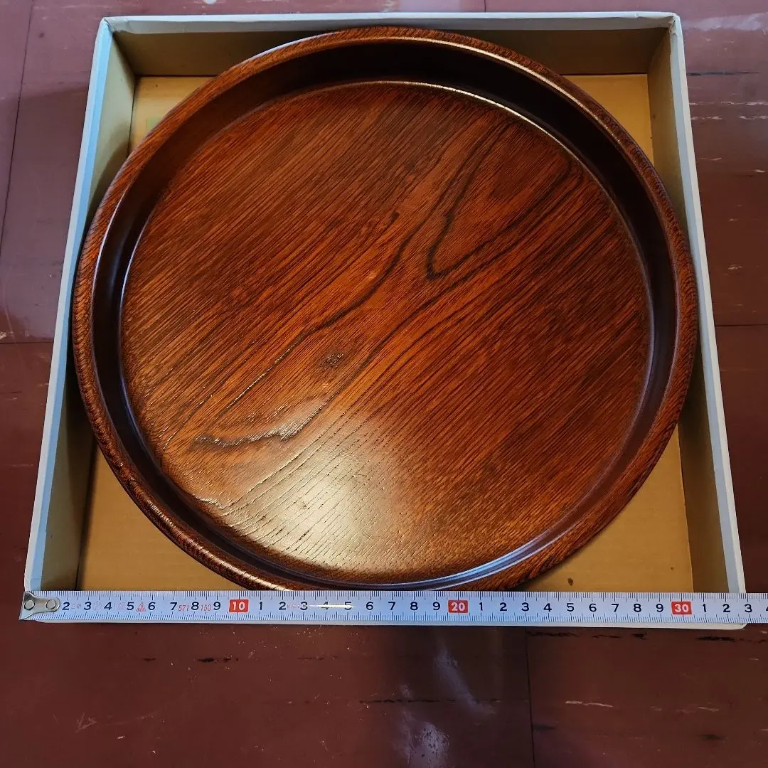 Thumbnail of Also selling different sizes: Lacquered natural wood round tray (dark brown) - 32.5cm diameter
