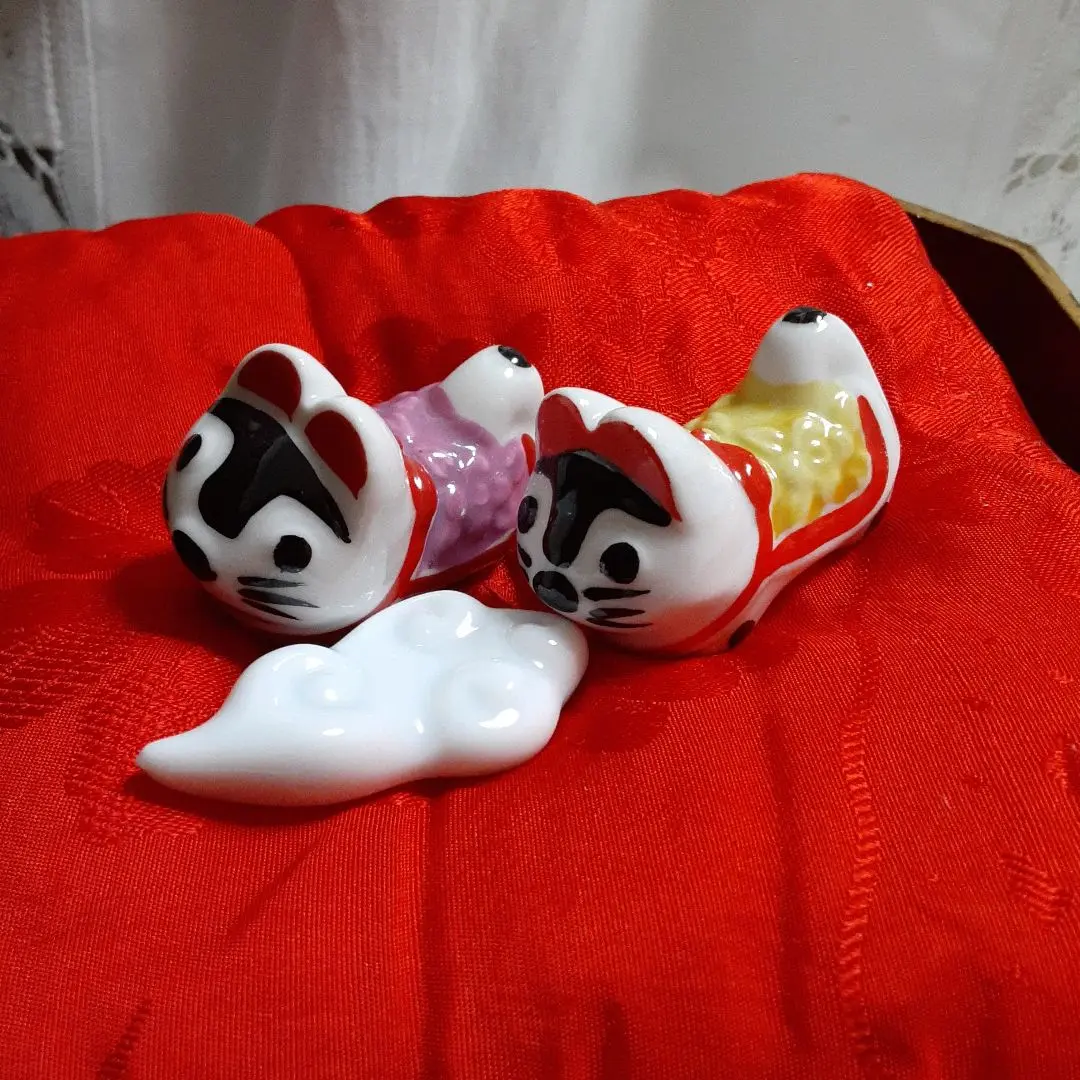 青銅製金工狛犬盆景箸置き無銘