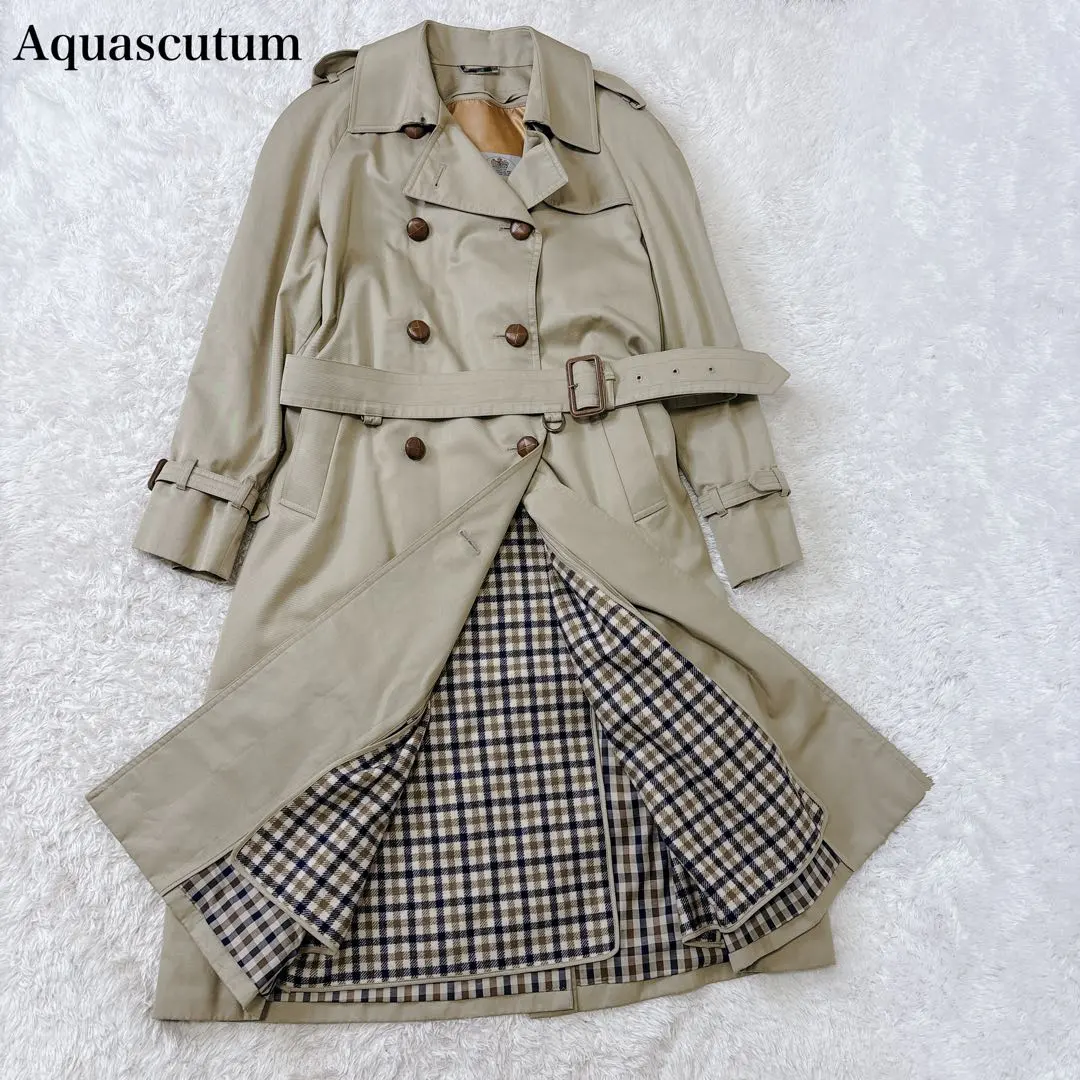 Thumbnail of Excellent Condition, Length 111cm, Aquascutum Trench Coat with Liner, Check Pattern, L