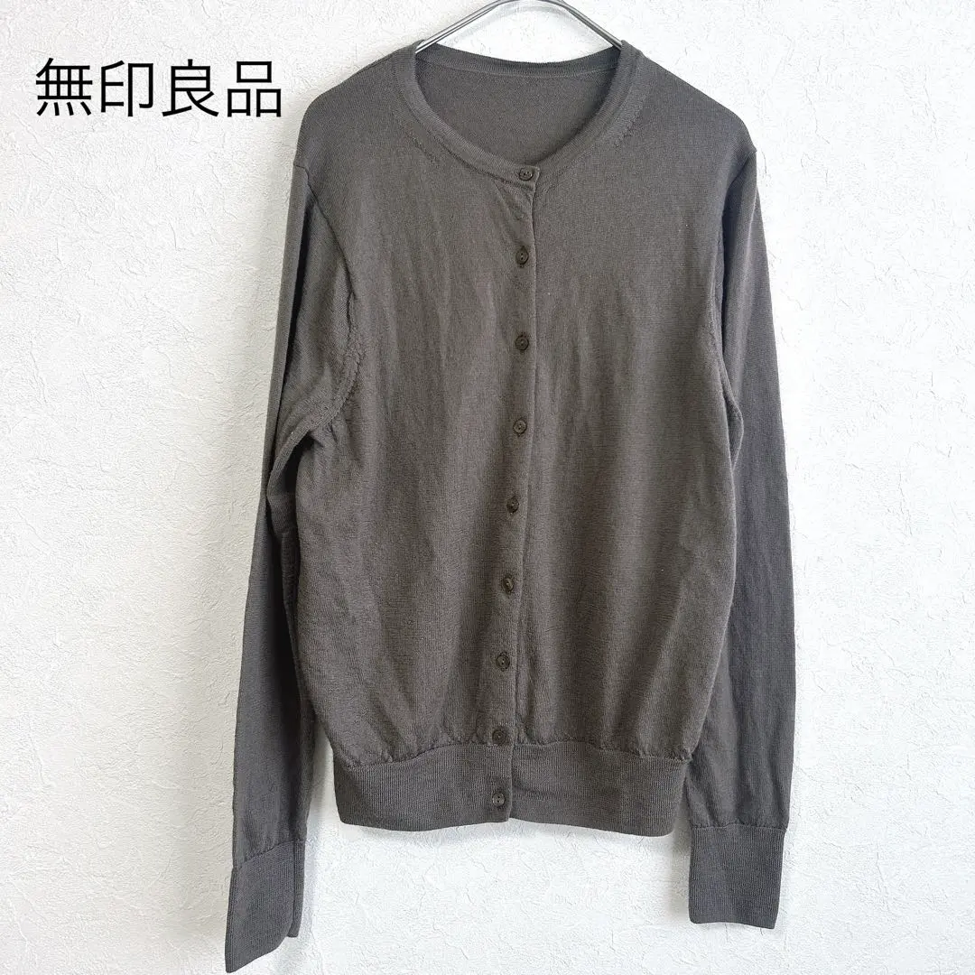 Thumbnail of MUJI Knit Cardigan, 100% Wool, Brown, Spring Knit, Thin, Outerwear