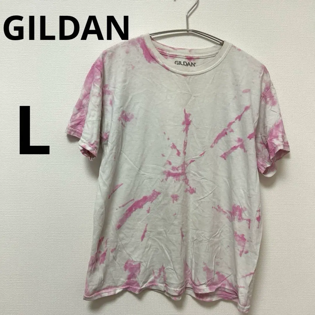 Thumbnail of GILDAN Tie-dye Style T-shirt Pink Short Sleeve Remake Loungewear 【L】