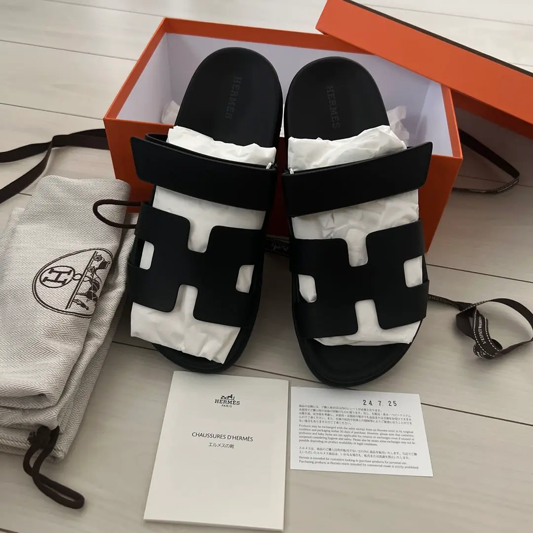 HERMES - 美品 エルメス シプレ サンダル ブラック 38.5 レザー