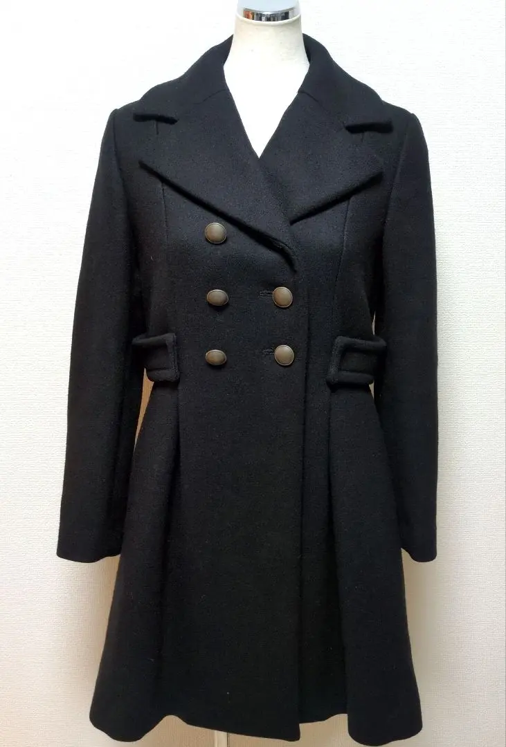 Thumbnail of Excellent Condition Matresse Wool Blend Coat, Double-Breasted, Red Lining, A-line, Black, Made in Japan