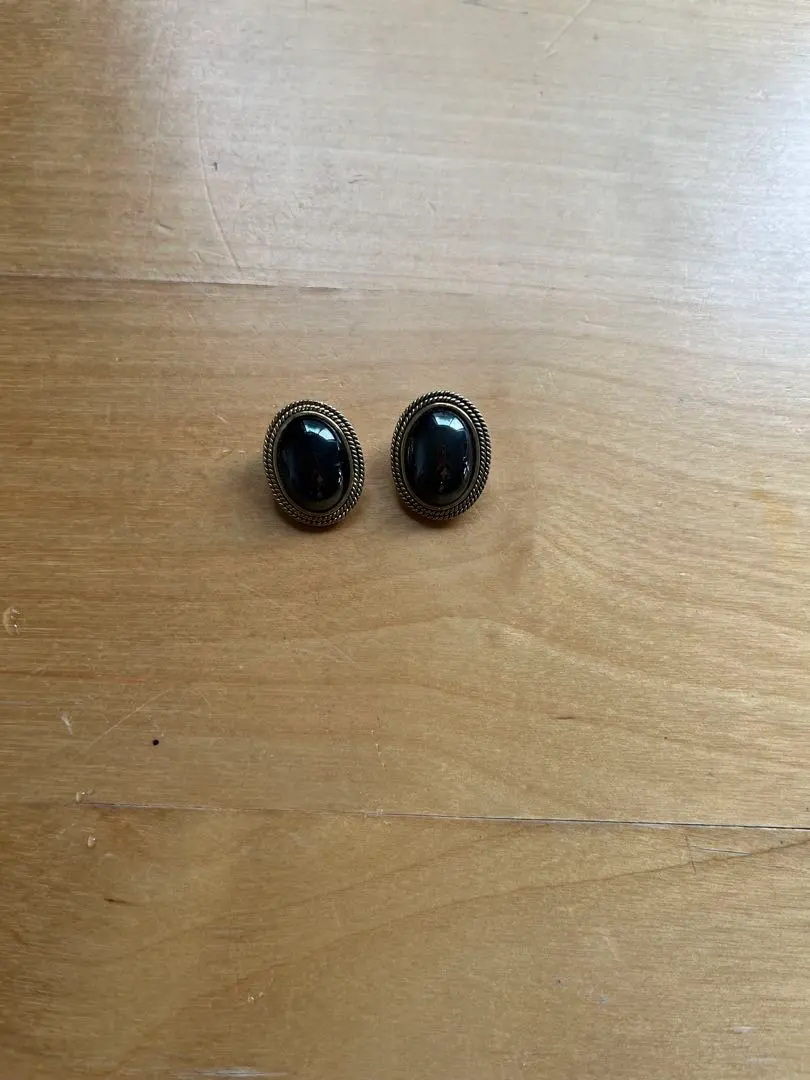 Thumbnail of Black oval clip-on earrings