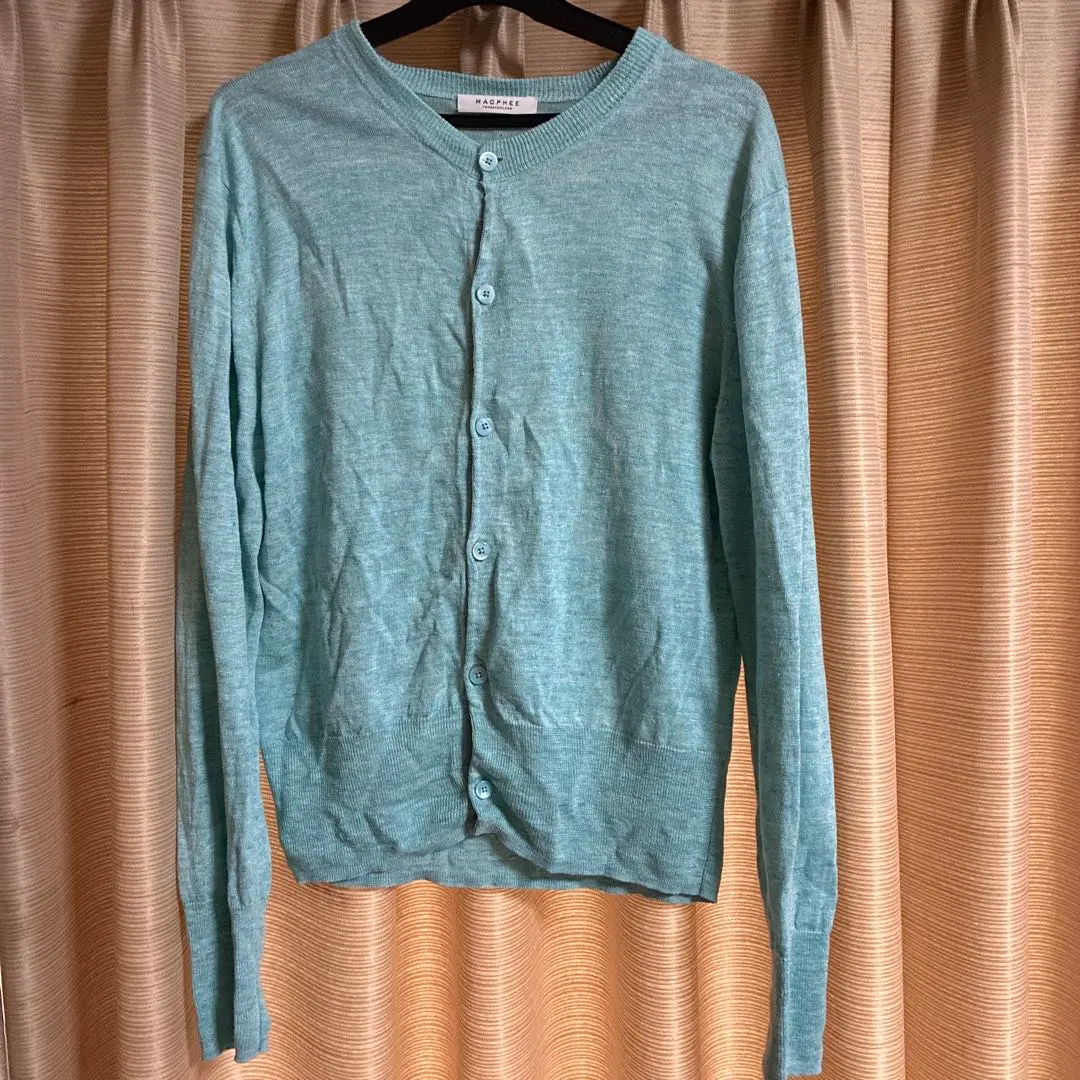 Thumbnail of MACPHEE Long Sleeve Cardigan, Light Blue, 100% Linen, Tomorrowland Linen