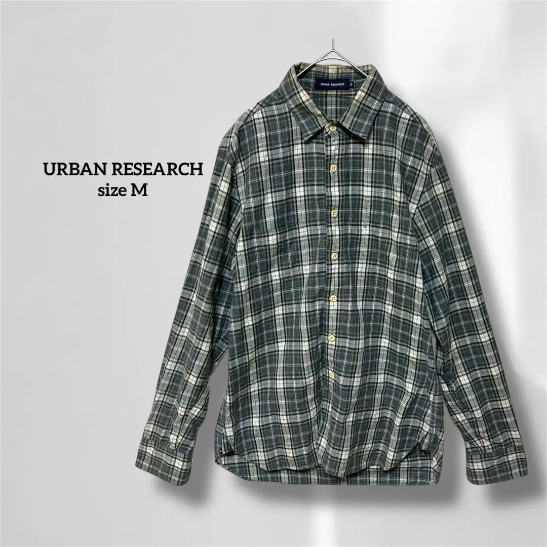 Thumbnail of Urban Research Shirt Gray Check Pattern Long Sleeve 100% Cotton s6048