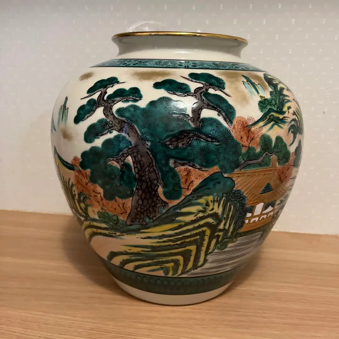 九谷焼　松園　花瓶　壺　美品 九谷焼 花瓶 壺 松園 - メルカリ