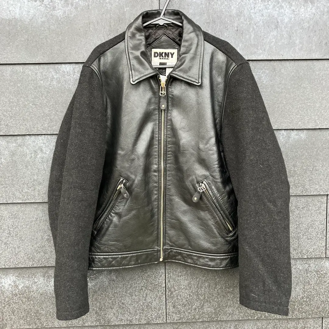 希少♡ダナキャランニューヨーク シングルライダースジャケット ラムレザー 2025年最新】Donna Karan New York メンズ レザージャケット