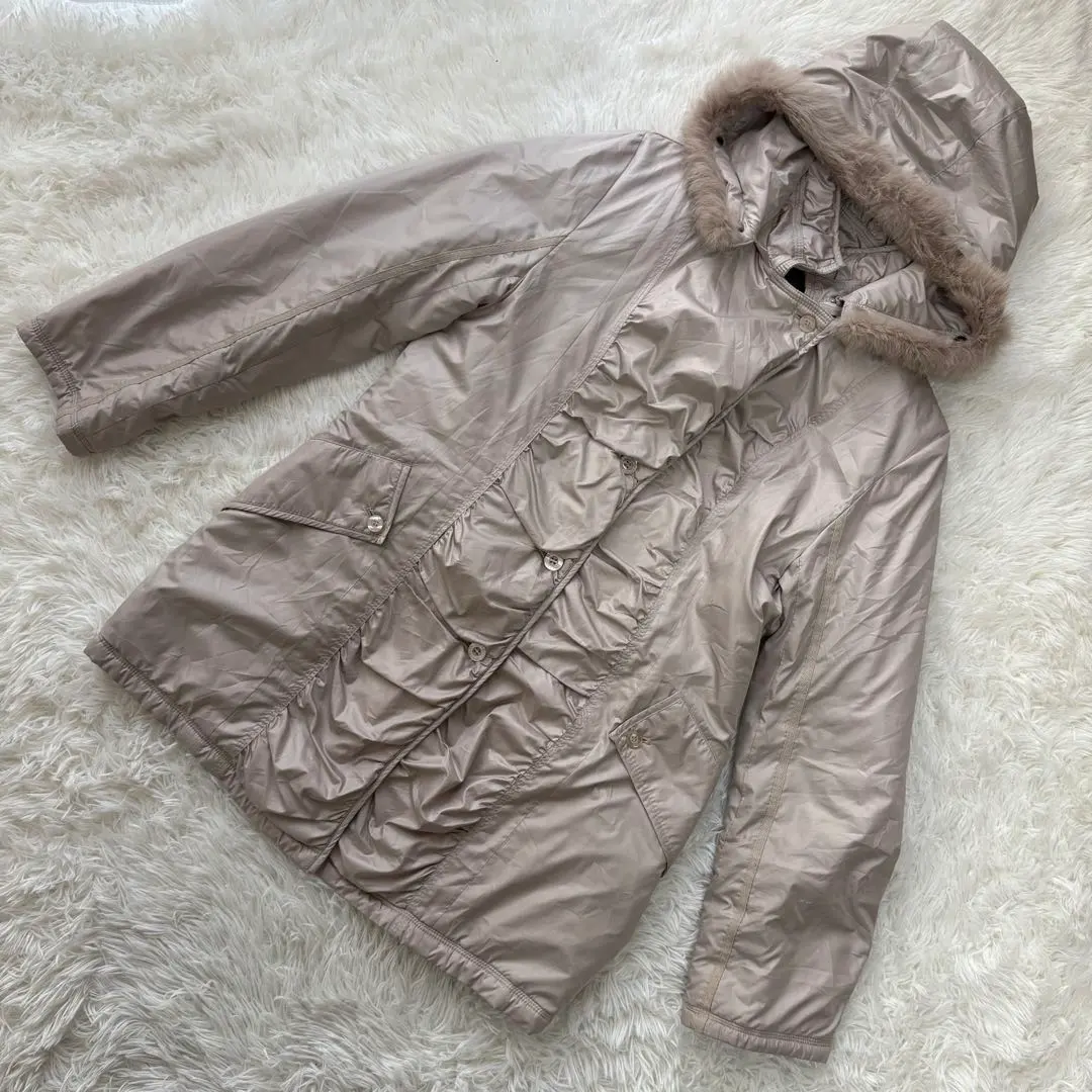 女士精選【L相當】中棉連帽大衣 附毛皮 灰褐色 的縮圖