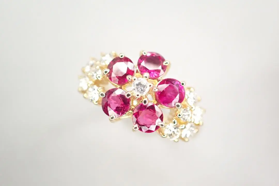 14/美品 田崎真珠 タサキ K18 ルビー0.41ct ダイヤ リング 指輪 14/美品 田崎真珠 タサキ K18 ルビー0.41ct ダイヤ リング 指輪