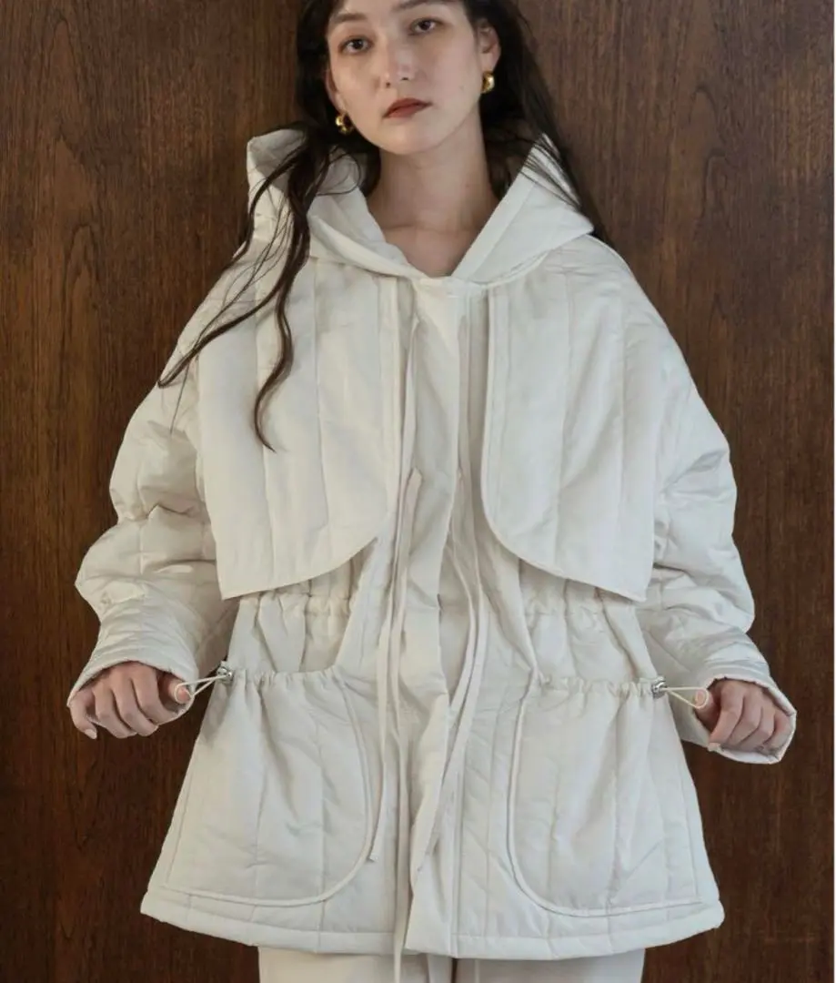 lawgy キルティングアウター セール】ribbon drawstring quilting outer / リボンドロー