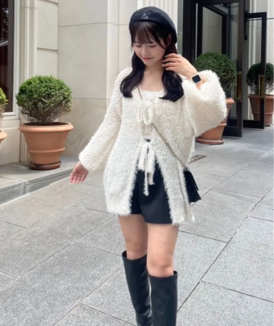 Thumbnail of White Acrylic Cardigan Long Sleeve NICE CLAUP