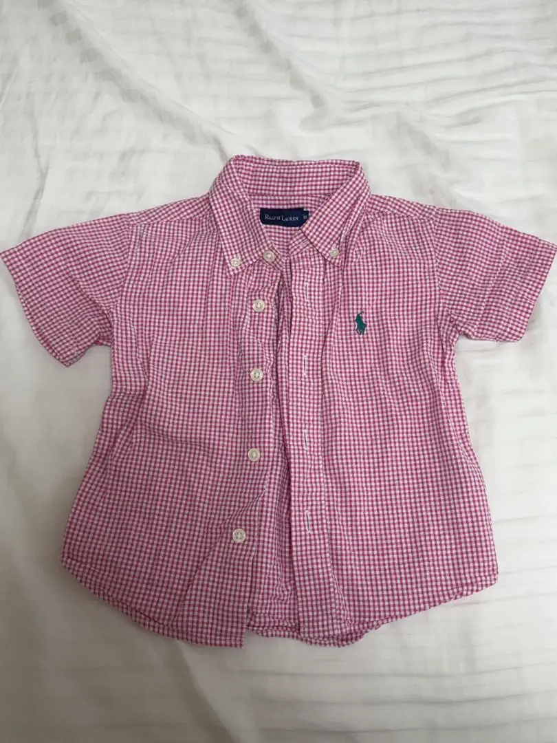 Ralph Lauren 短袖粉色格紋襯衫 90cm 的縮圖