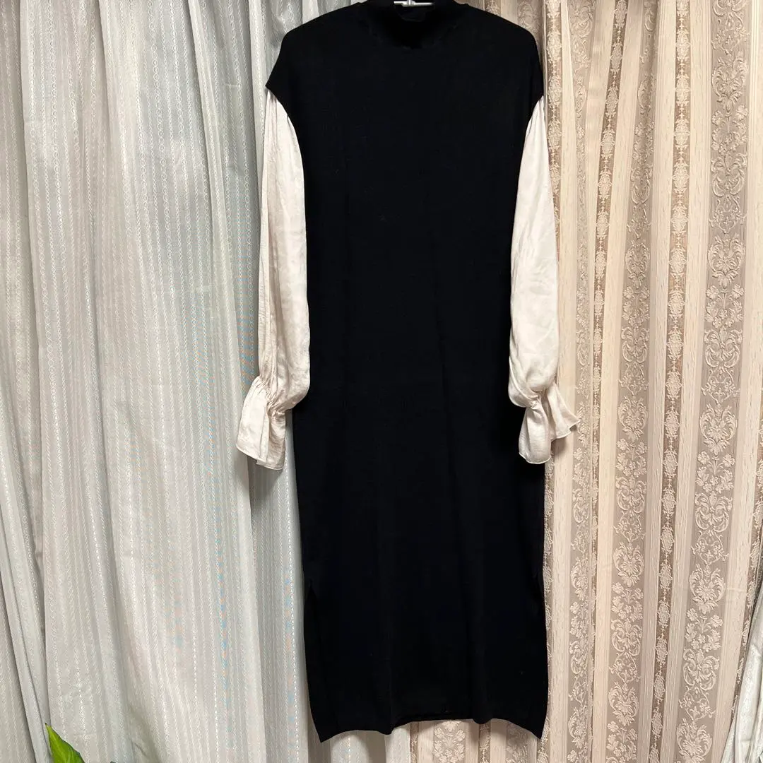 Thumbnail of GRL Black Knit Long Dress - Long Sleeve