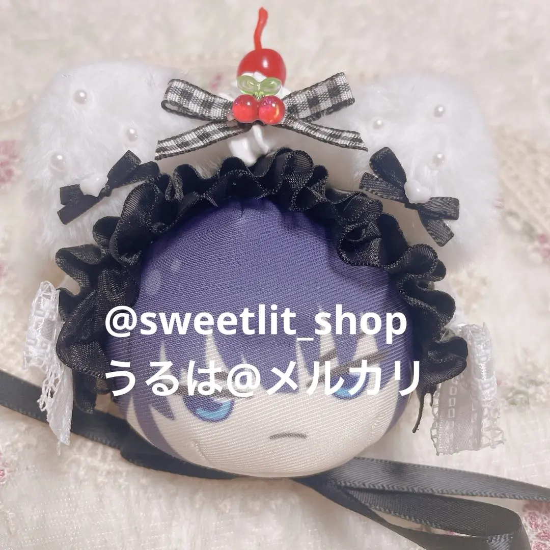 Thumbnail of 173 Manjuu Headband *Cherry Whipped Cream x Black x Cat Ears*