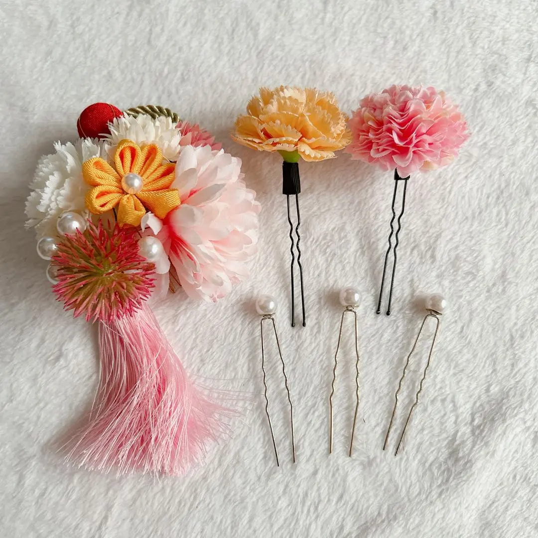 Thumbnail of Hair accessories for weddings, tsumami zaiku (folded fabric) hair accessories, flowers, graduation ceremonies, U-pins, 6 pieces