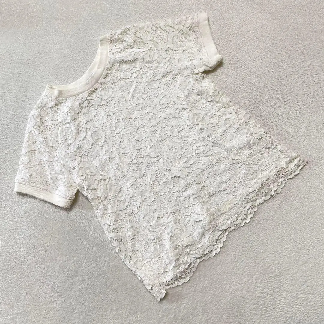 Thumbnail of GLOBAL WORK All-over Lace T-shirt Short Sleeve White L