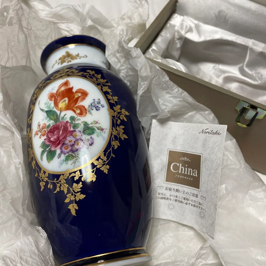 1940  ノリタケ/スタジオコレクション瑠璃金彩 花瓶 ノリタケ スタジオコレクション 花生 グリーン純金彩葡萄盛
