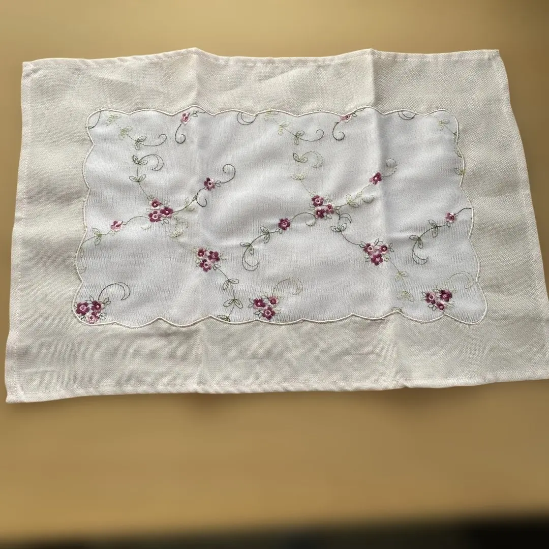 Thumbnail of Embroidered placemat, pink tones