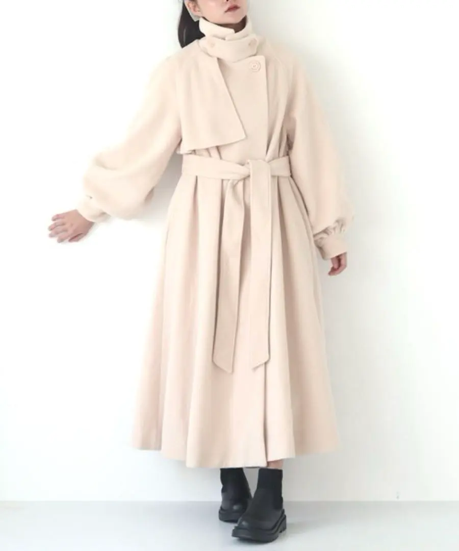 Thumbnail of MUGUET Muguet stand collar long coat ivory