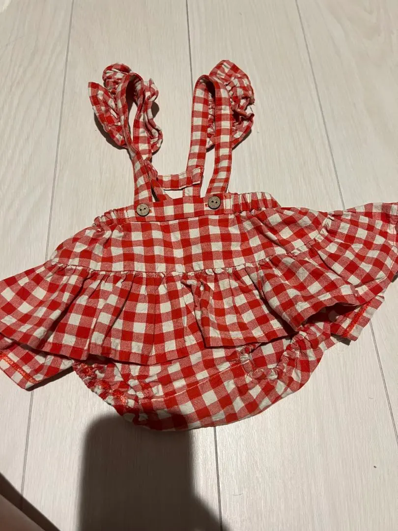 Thumbnail of Red and white checkered romper