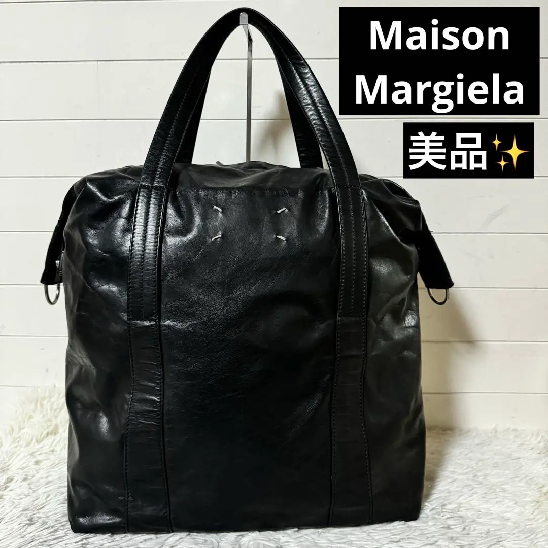 美品✨メゾンマルタンマルジェラ　セーラーバッグ　トートバッグ　レザー　ブラック Maison Margiela レザー セーラーバッグ - メルカリ