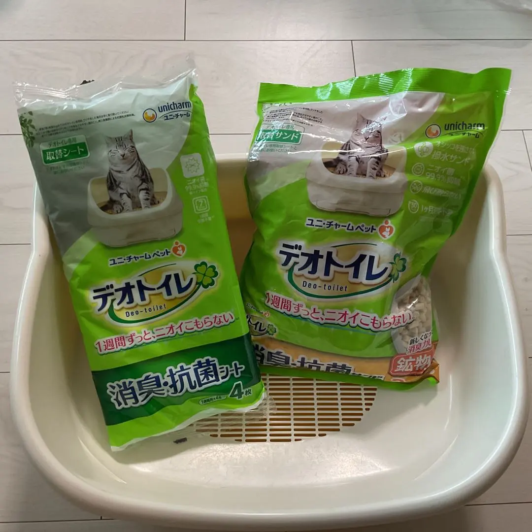 貓用廁所 嬌聯 DeToilet 沙子2公斤 抗菌墊4片 的縮圖