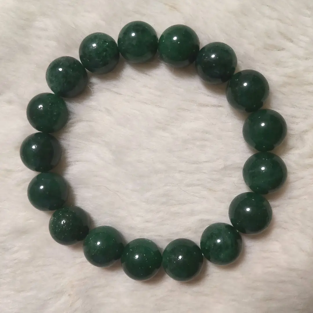 Thumbnail of Myanmar Jade Dark Green 12mm Bracelet Natural Stone