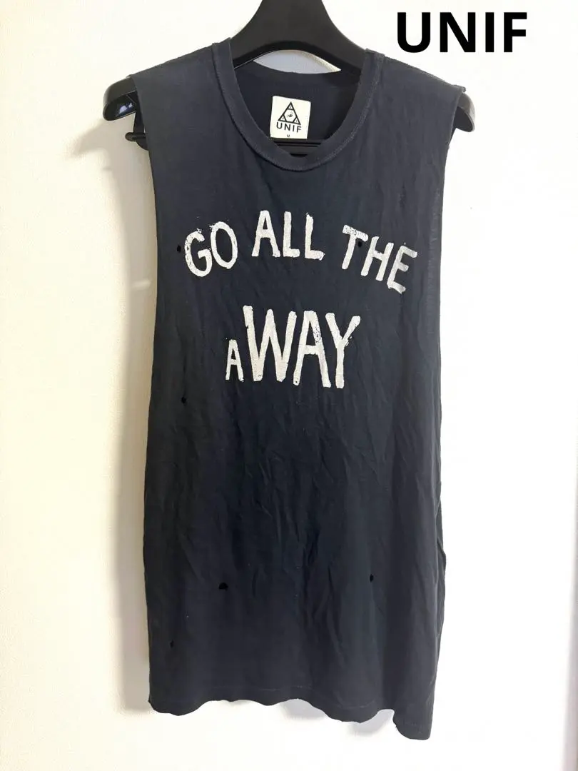 UNIF  ユニフ  ダメージUSED加工  タンクトップ ノースリーブ M レビュー高評価の商品 UNIF ユニフ ダメージUSED加工 タンク
