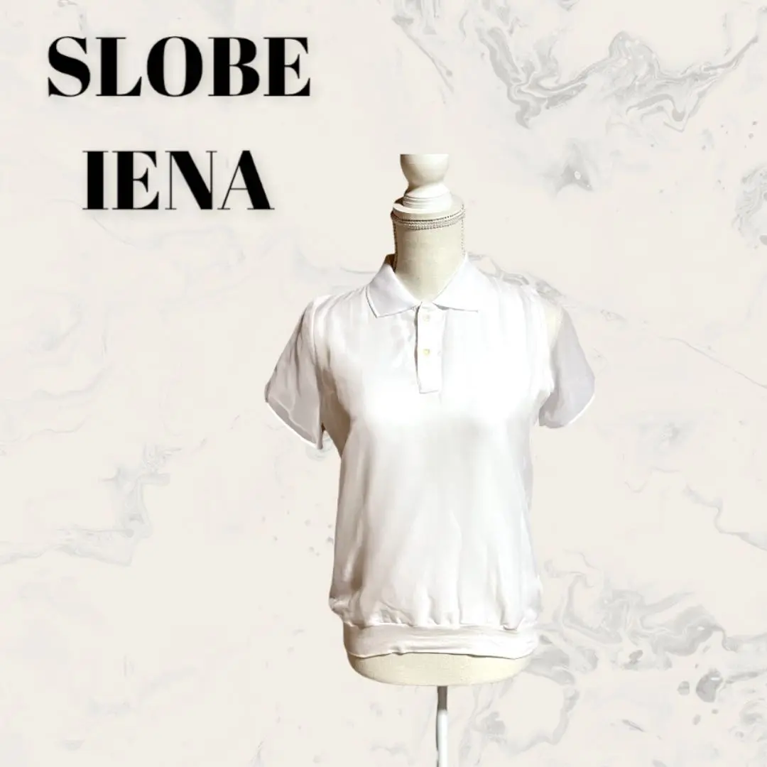 SLOBE IENA イエナ　ミラノリブ　ニットポロシャツ　半袖　ネイビー ミラノリブ ニットポロシャツ | スローブ イエナ(SLOBE IENA