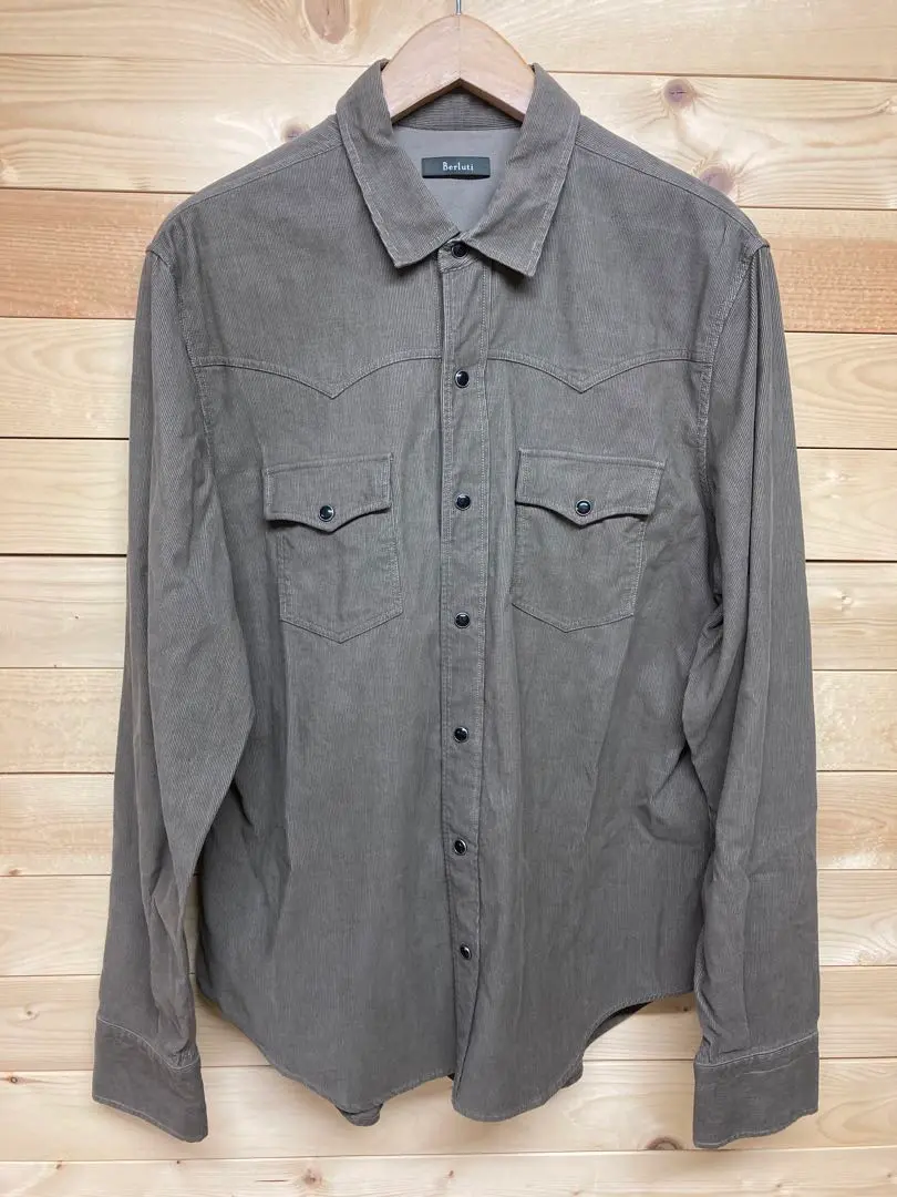 ベルルッティ　BERLUTI カリグラフィ　シャツ　ワイシャツ　ブルー　比翼 BERLUTI - ベルルッティ R17HTL50CANB カリグラフィー比翼長袖
