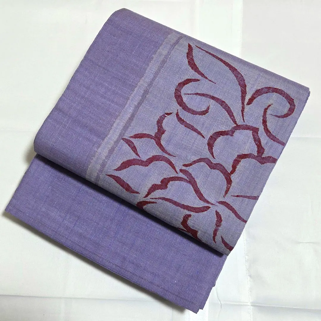Thumbnail of A◆Kimono Relaxation: Karusa Pattern, Purple, Taiko Drum, Tsumugi, Silk, Stylish Obi, Casual Fukuro Obi