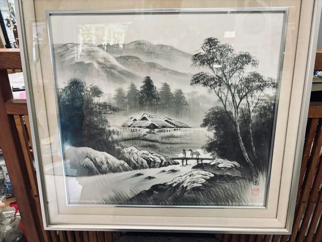 掛け軸 藤野古渓 彩色山水 中島清堂 識箱 絹本 希少 軸装 茶道具 掛軸 美品 掛け軸 藤野古渓 彩色山水 中島清堂 識箱 絹本 希少 軸装 茶道具