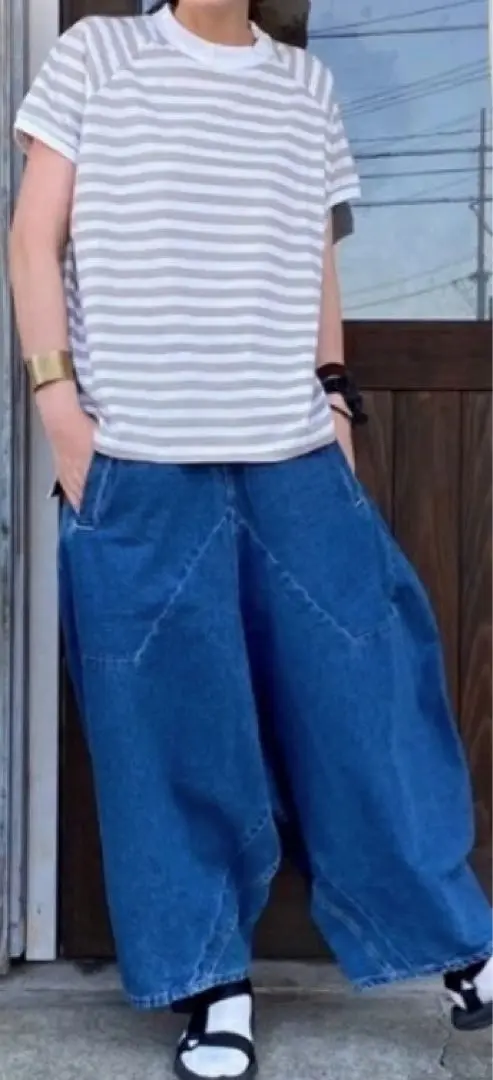 milimili ミリミリ デニム ツイルゆるまたパンツ サルエル フリーサイズ milimili ミリミリ デニム ツイルゆるまたパンツ サルエル