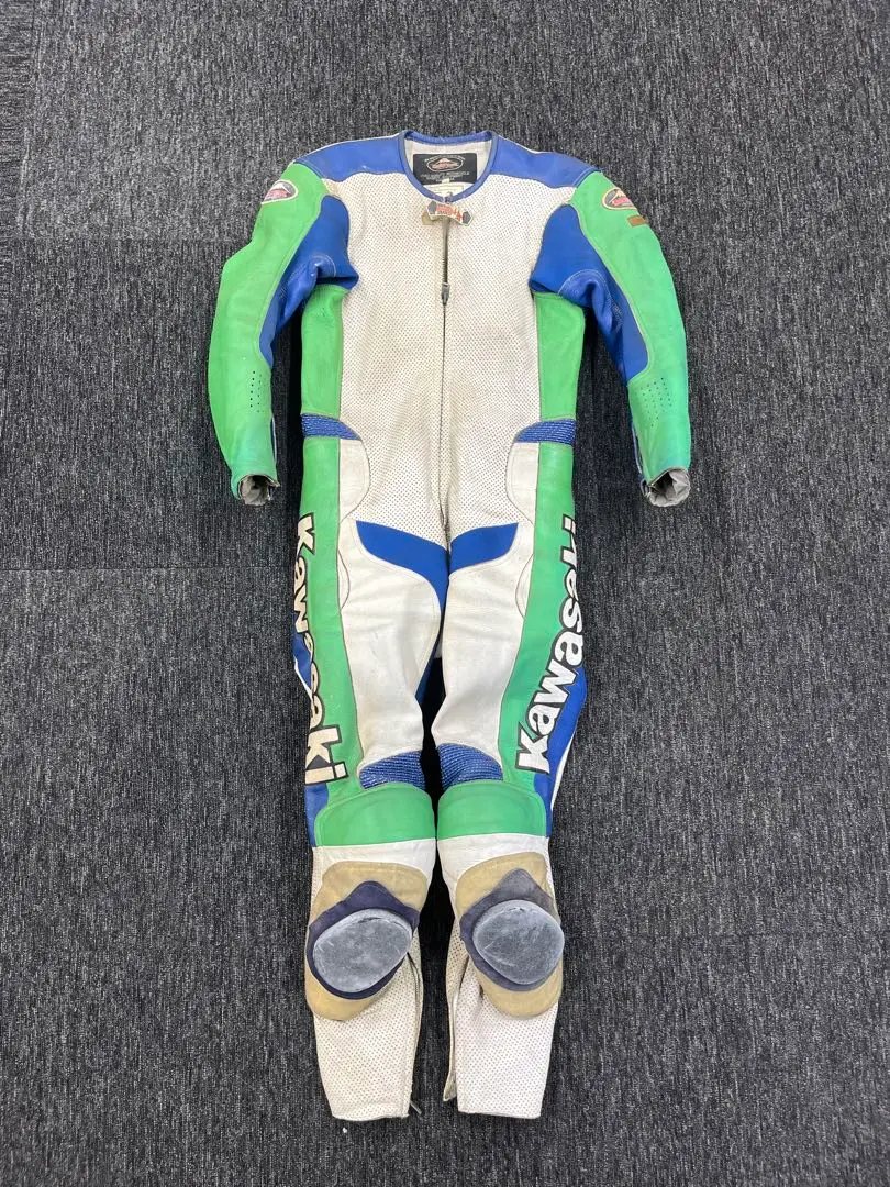 Kawasaki レザー バイクツナギ 膝パッド付き(下のみ) Kawasaki レザー バイクツナギ 膝パッド付き(下のみ)