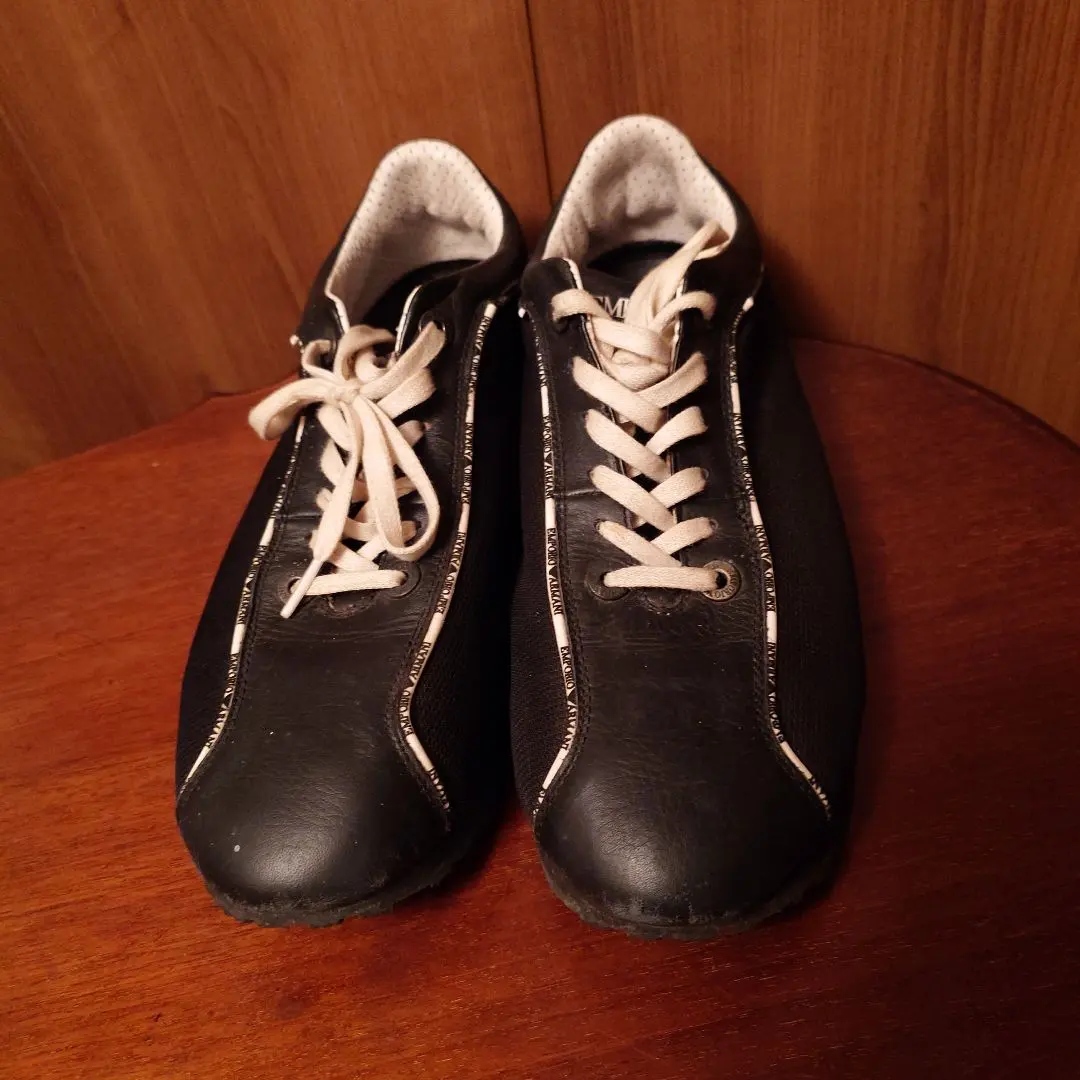 Thumbnail of Emporio Armani, black leather sneakers, lace-up