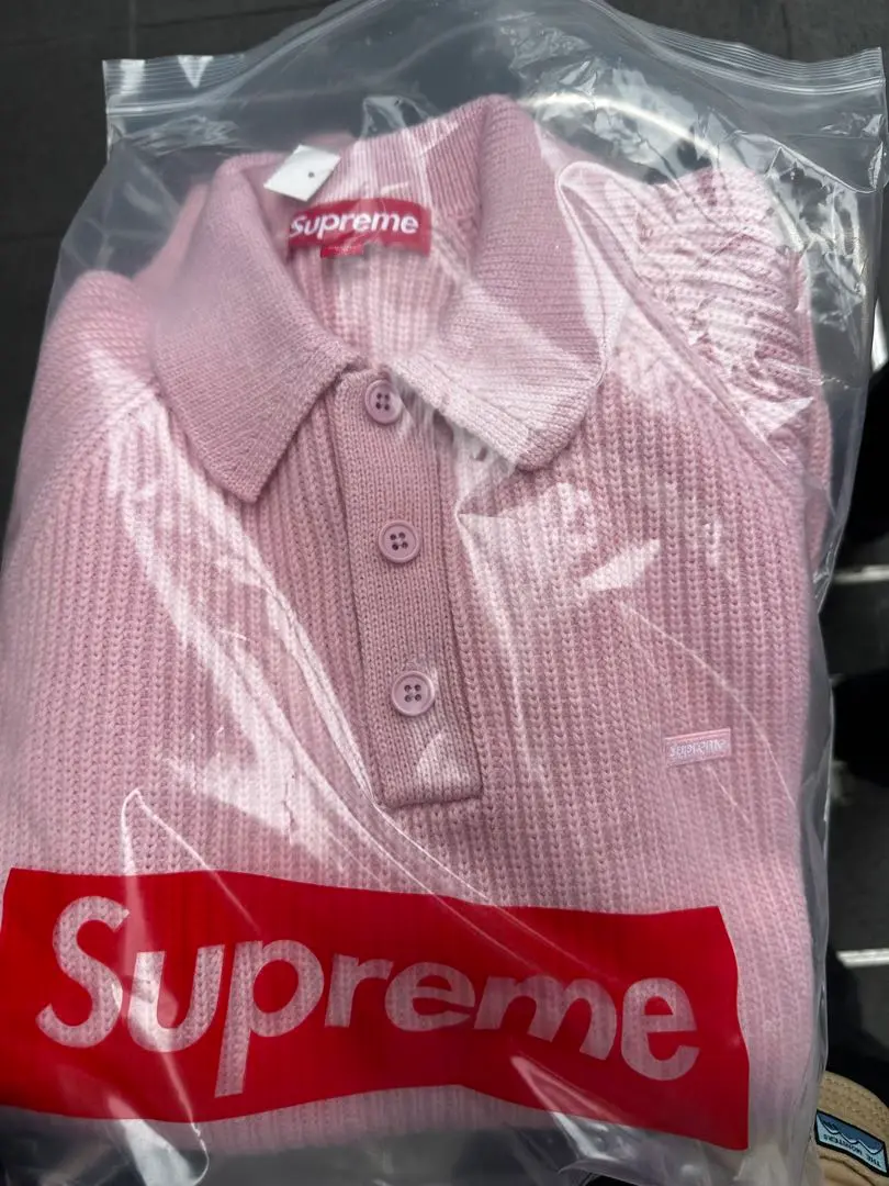 最安値 Supreme Small Box Polo Sweater \"Pink 2025年最新】Supreme Small Box Polo Sweater pinkの人気