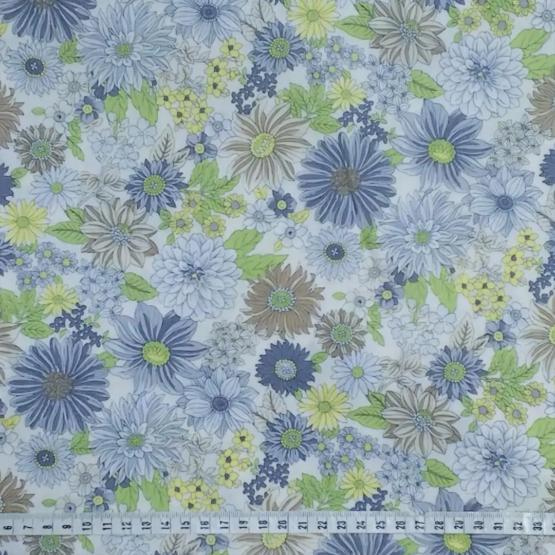 Thumbnail of Dahlia Fleurir Gray Series Seersucker Fabric Scrap Flower