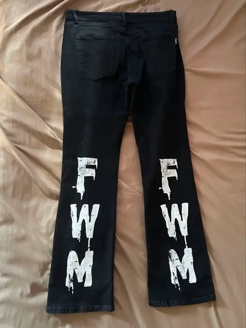 flexwitme パンツ flexwitme フレアパンツ ネイビー - メルカリ