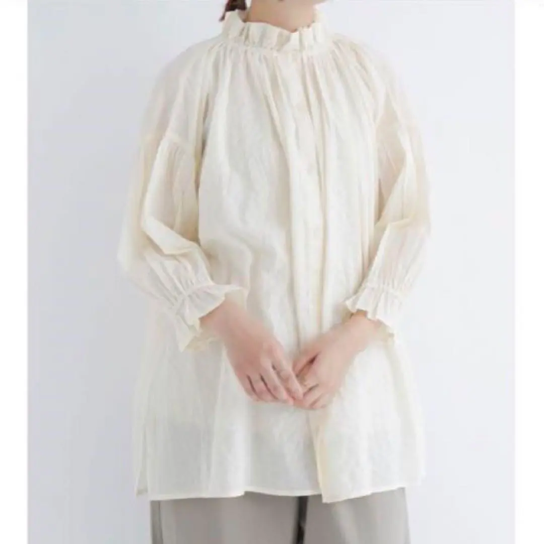 Thumbnail of Samansa Mos2 SM2 Frill Blouse Natural Girly Relaxed Fit Plus Size