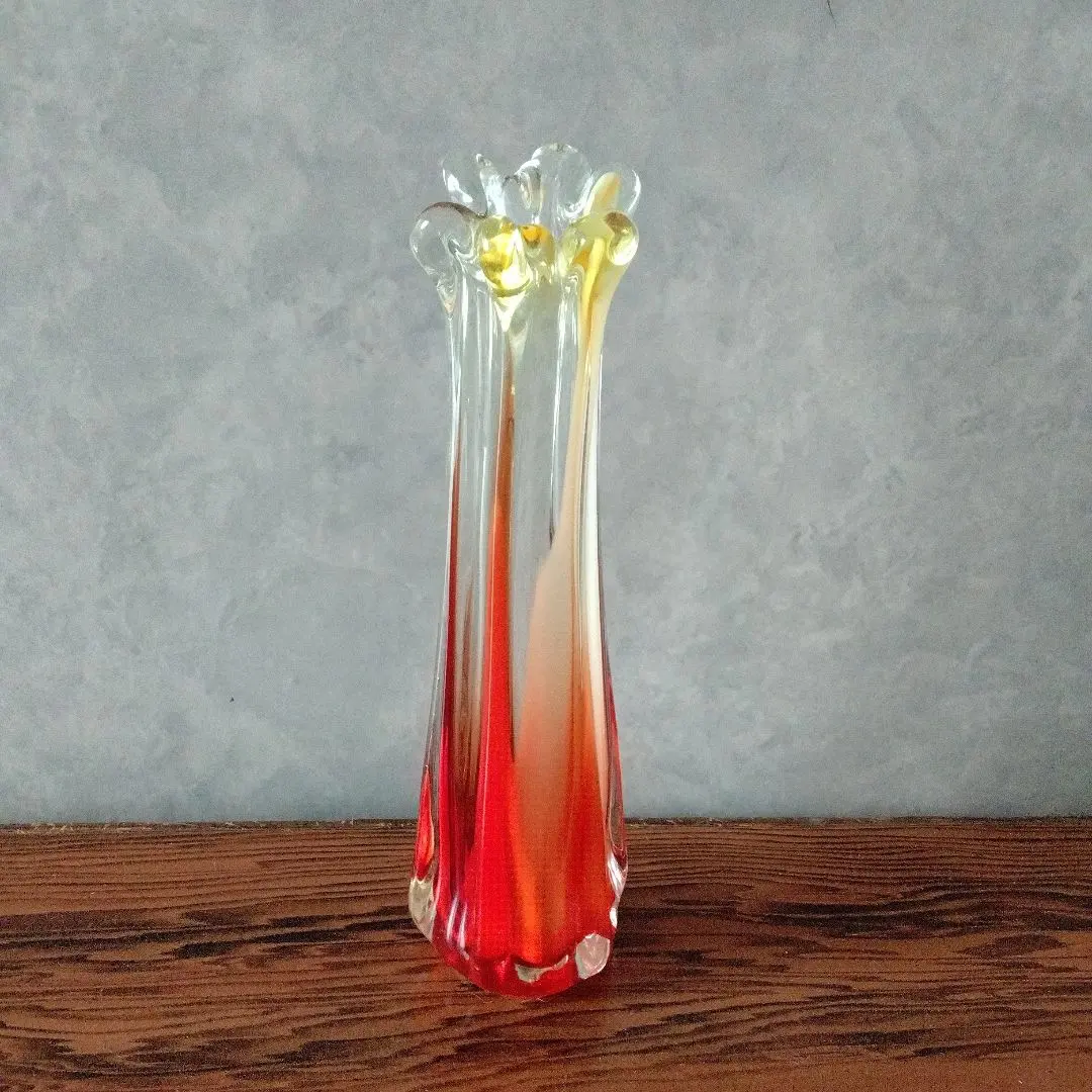 Thumbnail of Showa Retro Glass Vase Red/Orange/Yellow Gradient