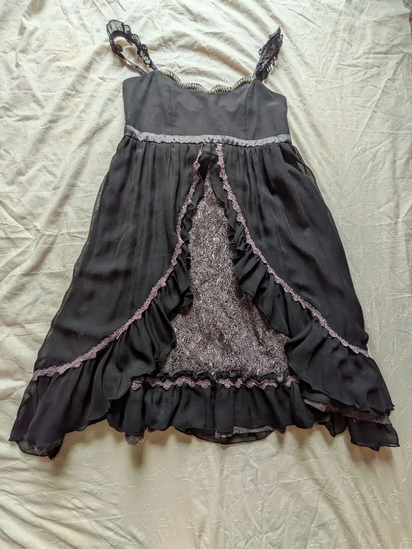Thumbnail of axes femme Black Camisole Dress with Frills