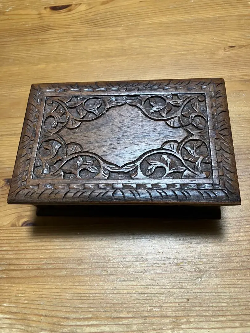Thumbnail of Wooden trinket box, hand-carved, antique