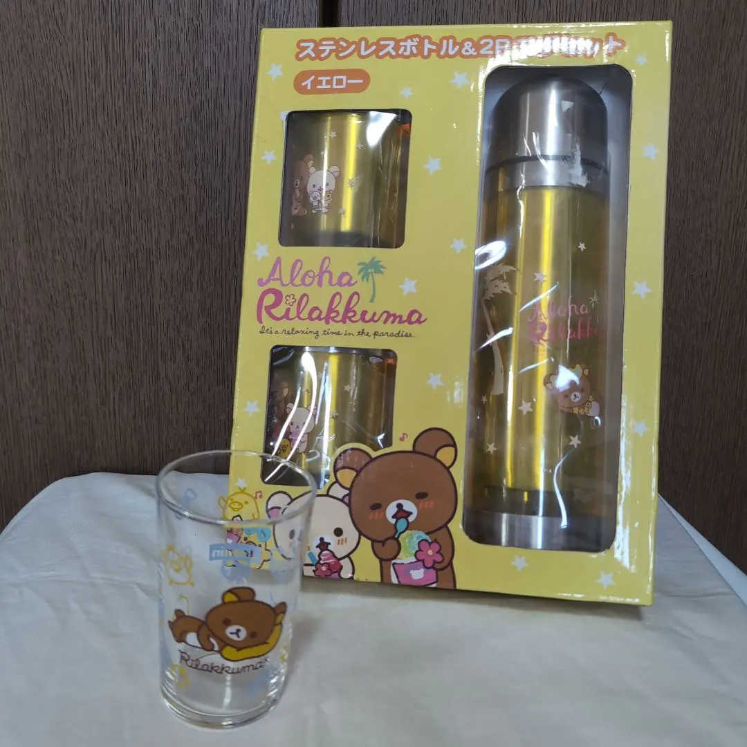 鬆弛熊 不鏽鋼保溫瓶&2入馬克杯組 阿羅哈 玻璃杯 的縮圖