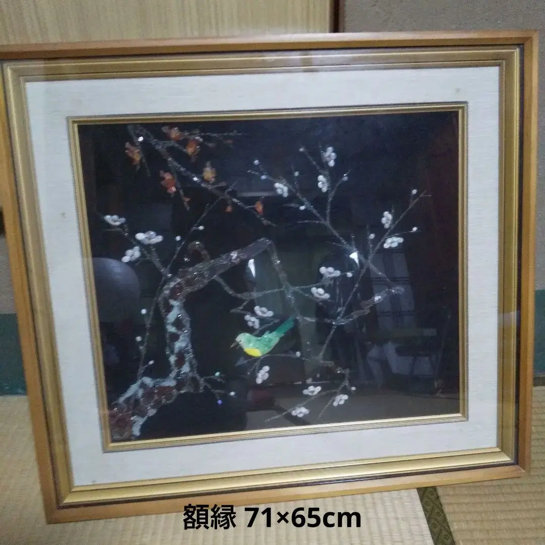 昭和レトロ 錦鯉 貴石画 宝石画 ストーンアート 壁掛け 絵画 額縁 ガラス 昭和レトロ 錦鯉 貴石画 宝石画 ストーンアート 壁掛け 絵画