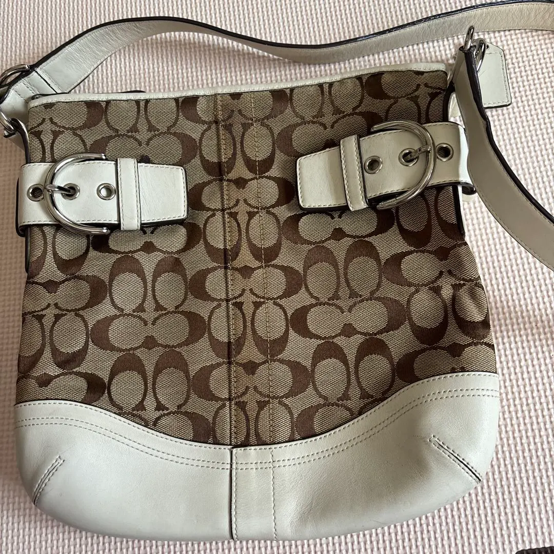 Thumbnail of COACH Shoulder Bag, Brown and White